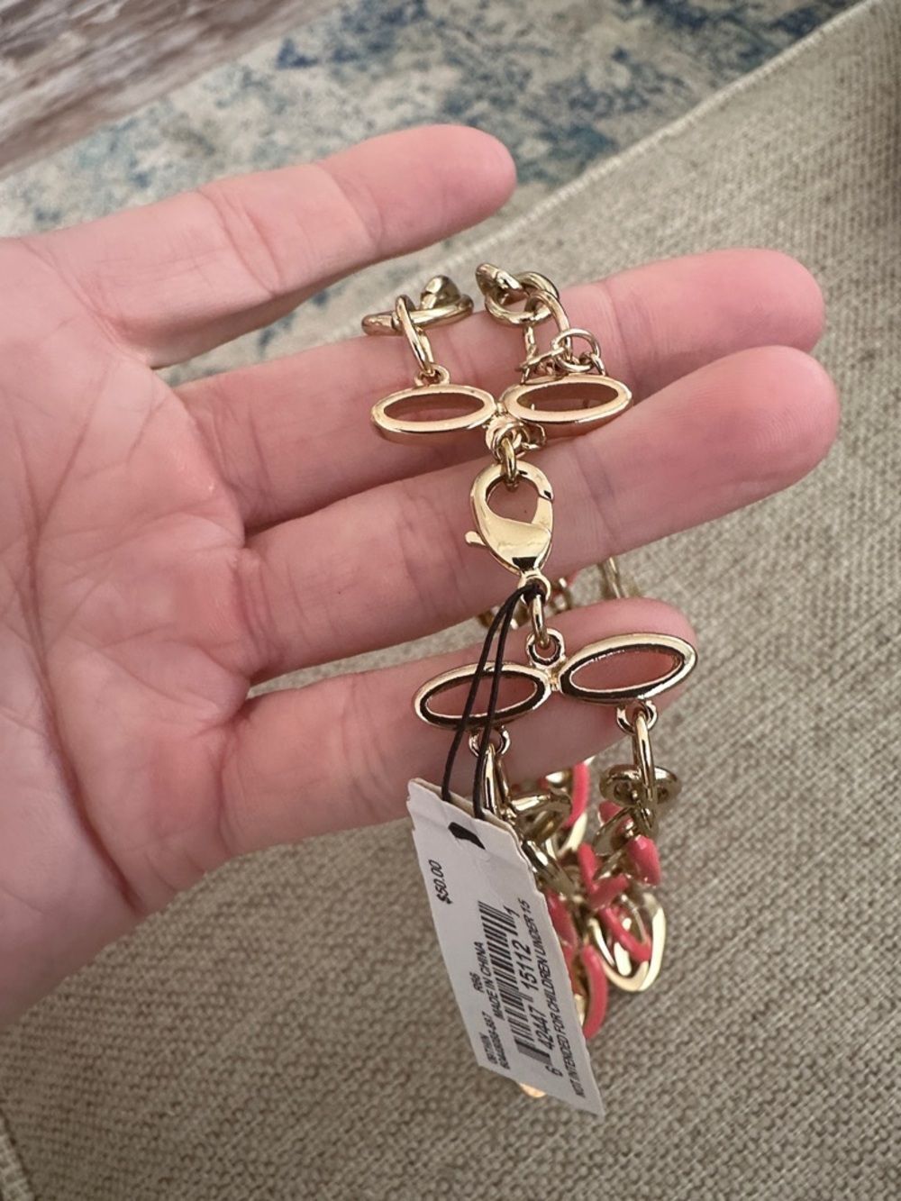 NWT Anne Klein Gold and Coral Chain Necklace - Picture 4 of 5